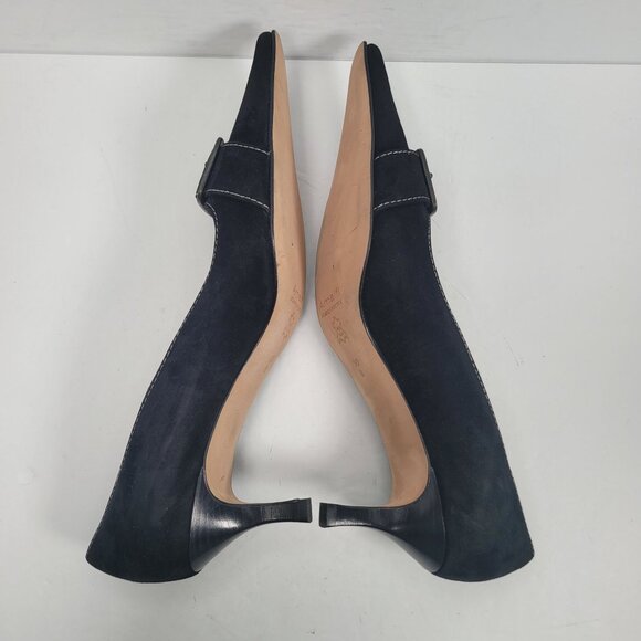 Amalfi Women's Black Suede Pointed Toe Kitten Heel Shoes US Size 10B - Picture 6 of 8